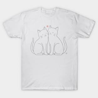 Couple Cats - Line Art T-Shirt